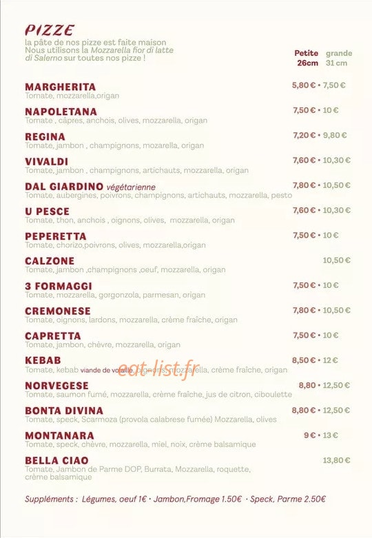 Pizza Picorino — carte page 1