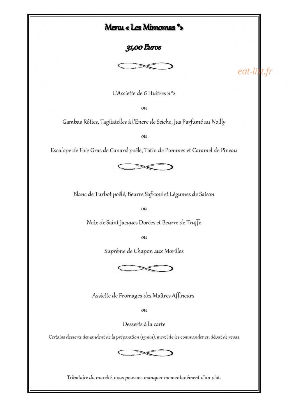 Restaurant Terre et Mer — carte page 2