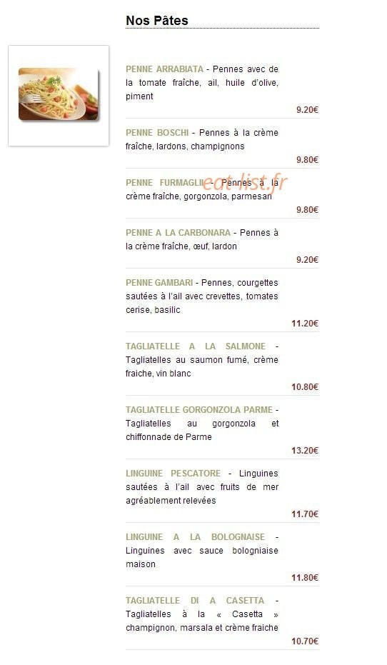 La Casetta — carte page 2