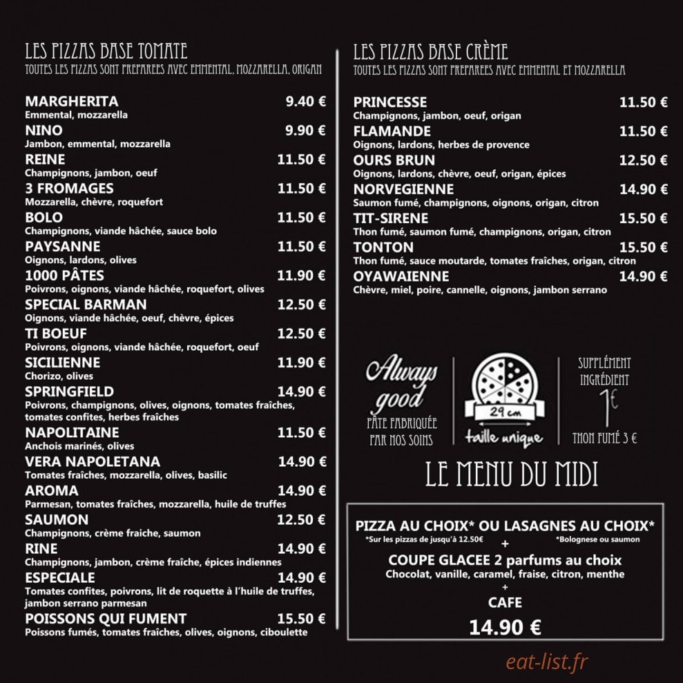 Le Mille Pates — carte page 2