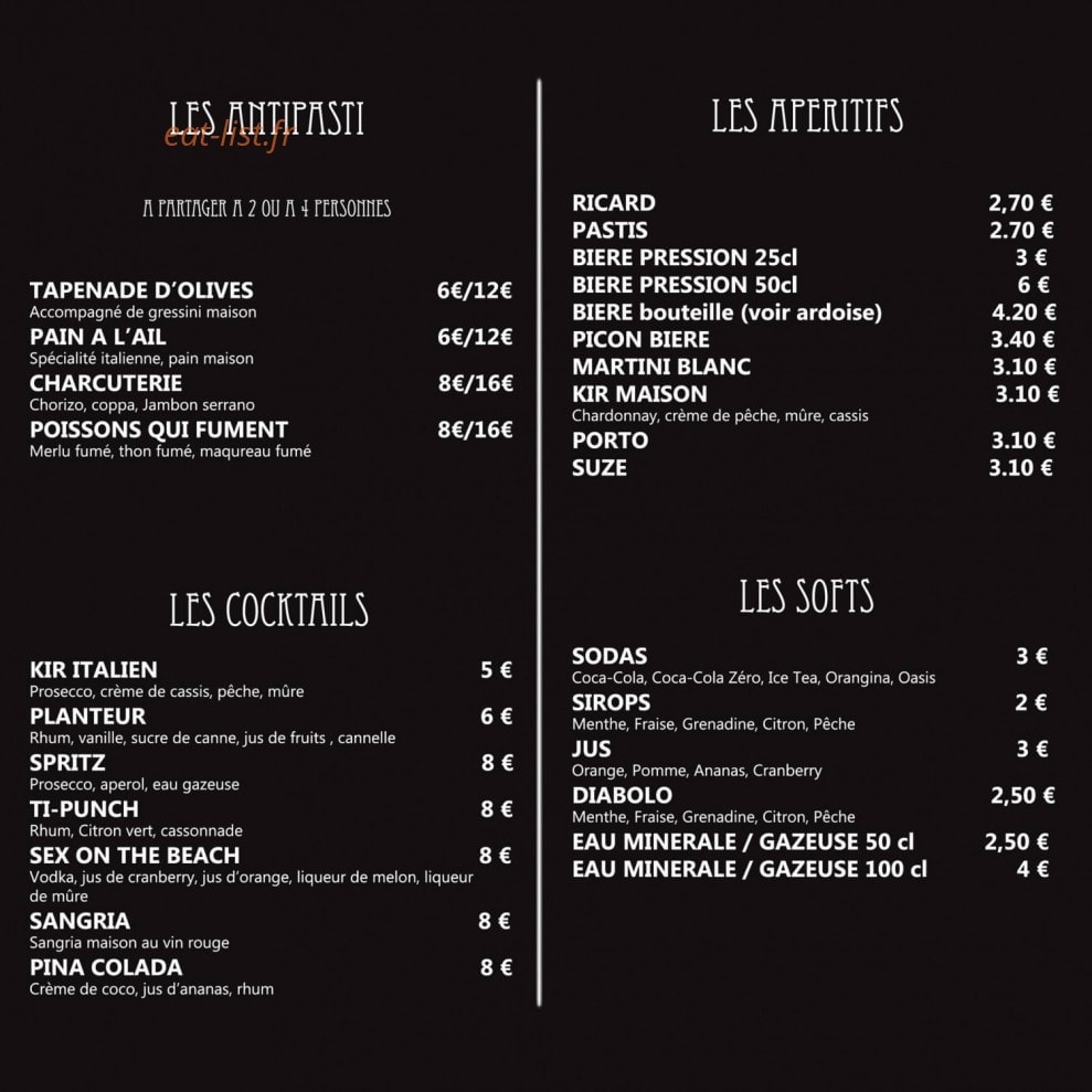 Le Mille Pates — carte page 1