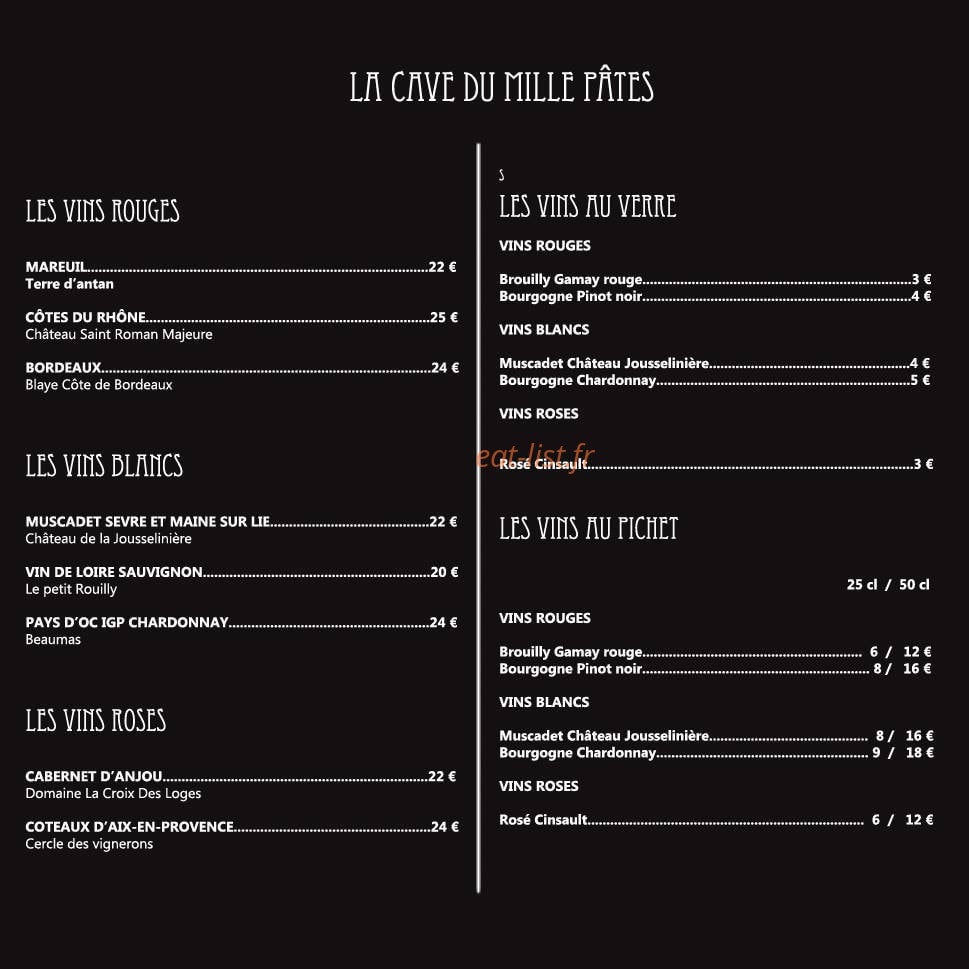 Le Mille Pates — carte page 3