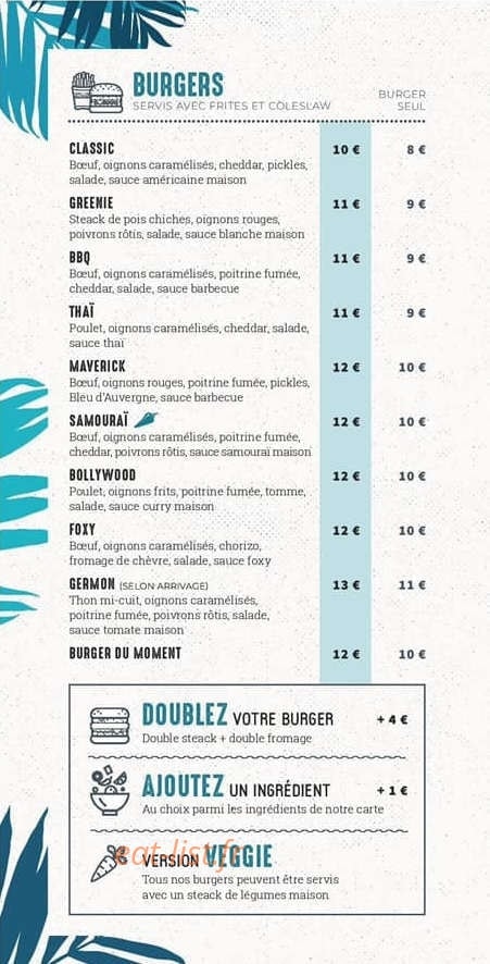 Foxy Burger — carte page 2