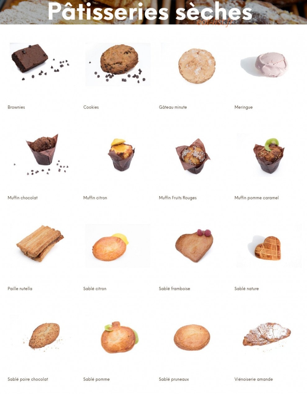 Carte et menu de Boulangerie Bonnin à La Tranche sur Mer — Les pâtisseries sèches