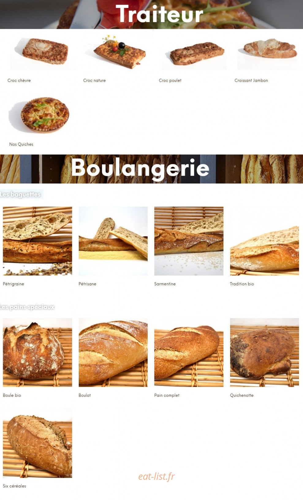 Carte et menu de Boulangerie Bonnin à La Tranche sur Mer — La carte traiteur et boulangerie