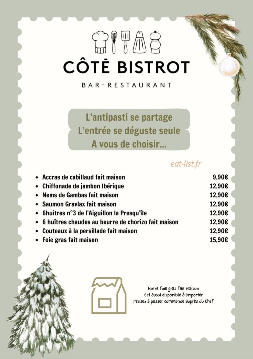 Coté Bistrot — carte page 2