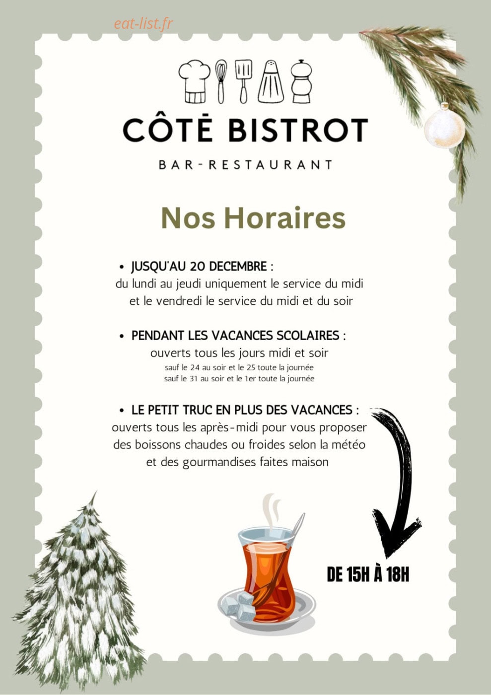 Coté Bistrot — carte page 1