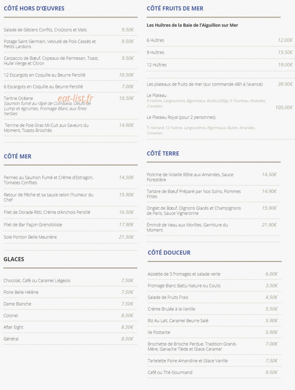 Hôtel de la Mer — carte page 1