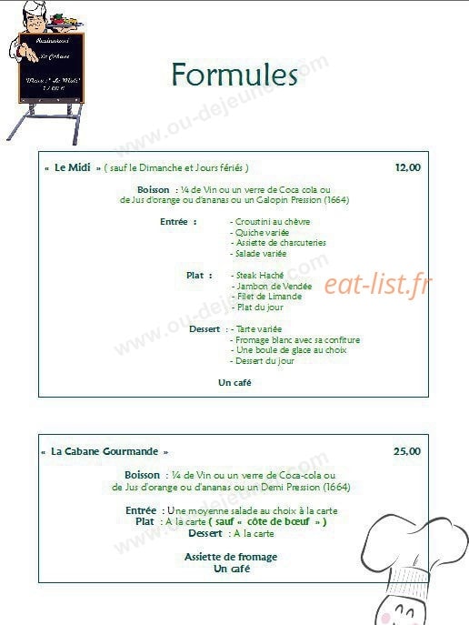 La Cabane — carte page 1