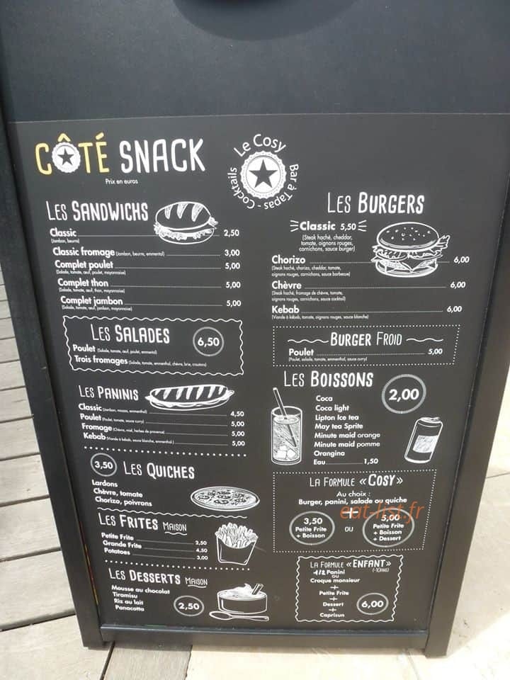 Le Cosy — carte page 1