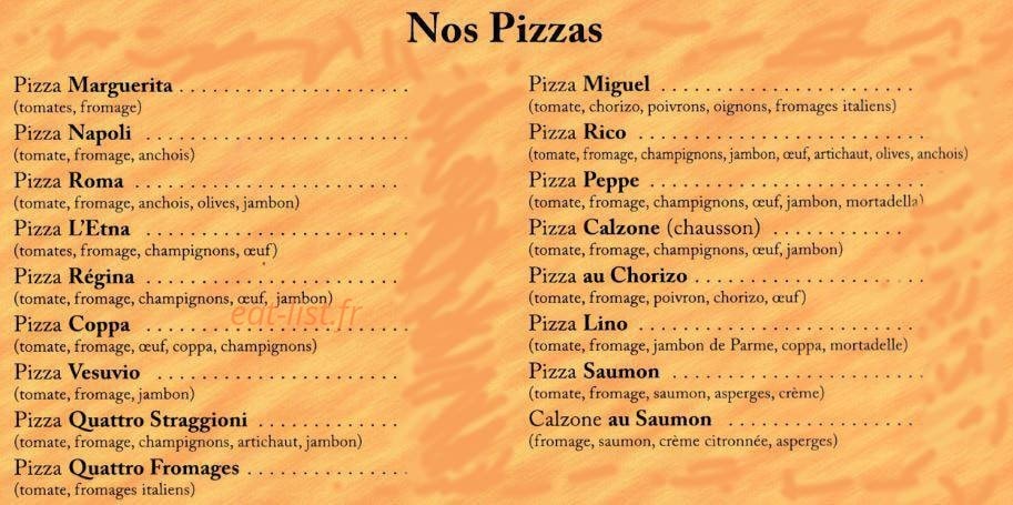 Pizza Rico — carte page 1