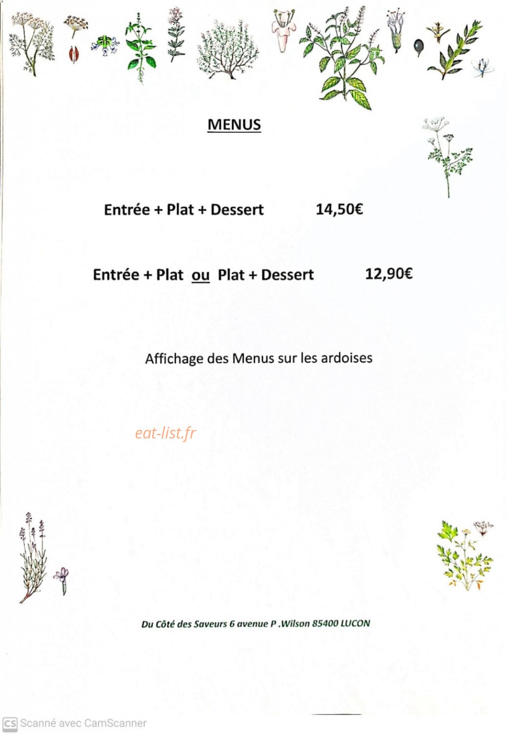 Du Côté des Saveurs — carte page 3