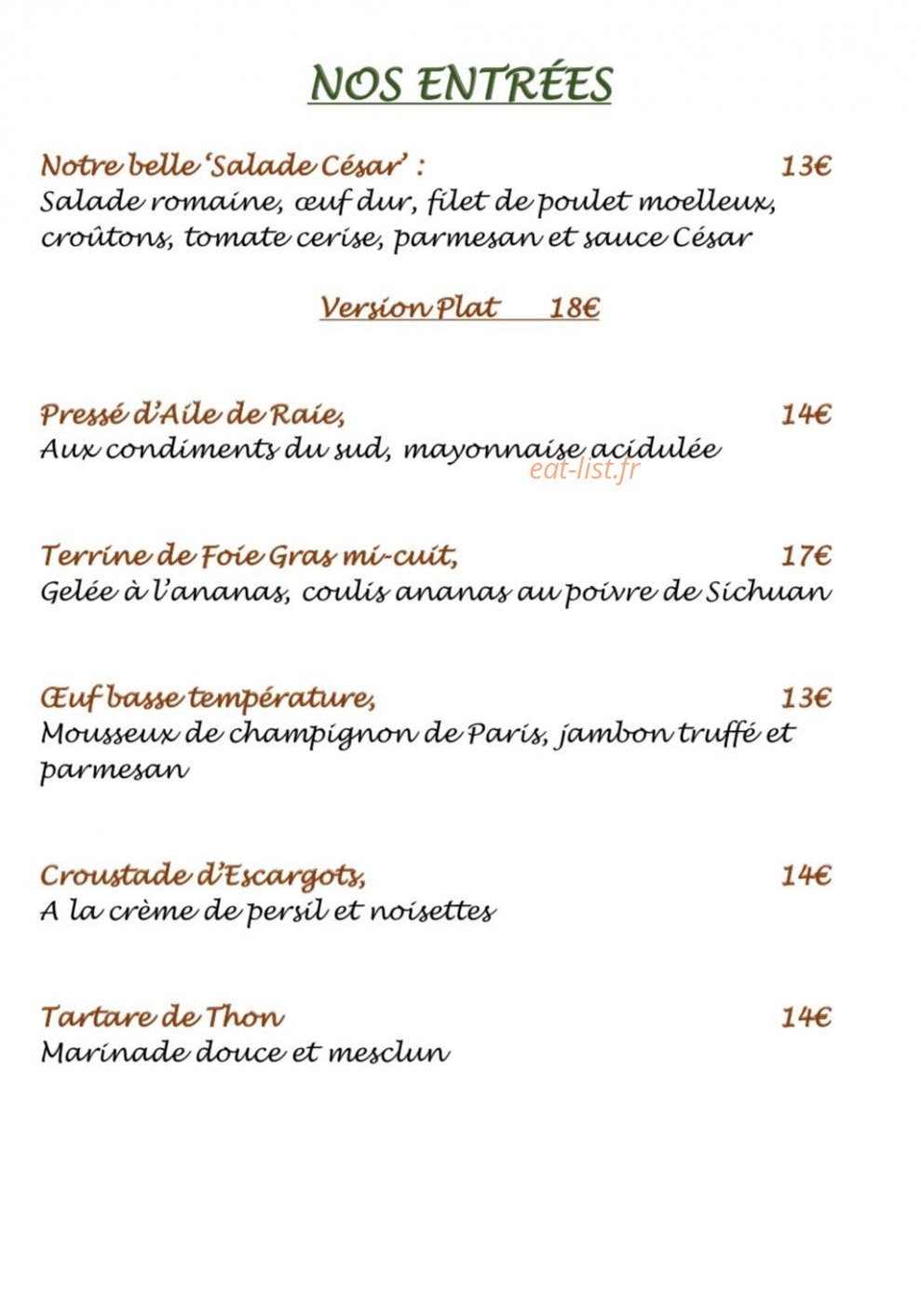 La Bastide — carte page 1