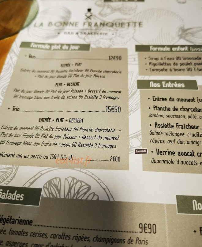 La Bonne Franquette — carte page 1