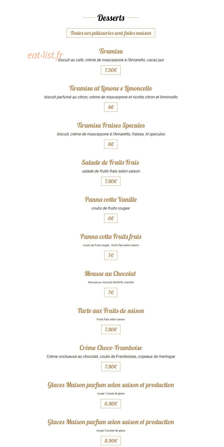 La Trattoria — carte page 11