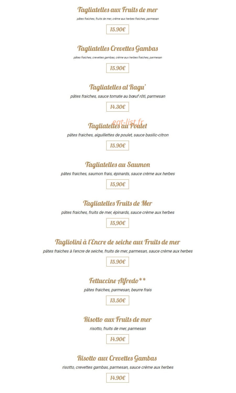 La Trattoria — carte page 7