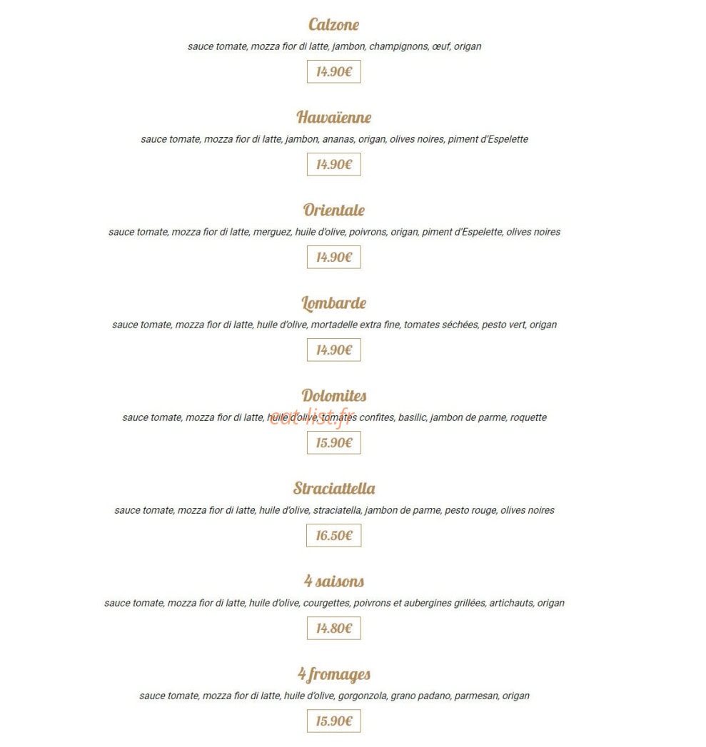 La Trattoria — carte page 4