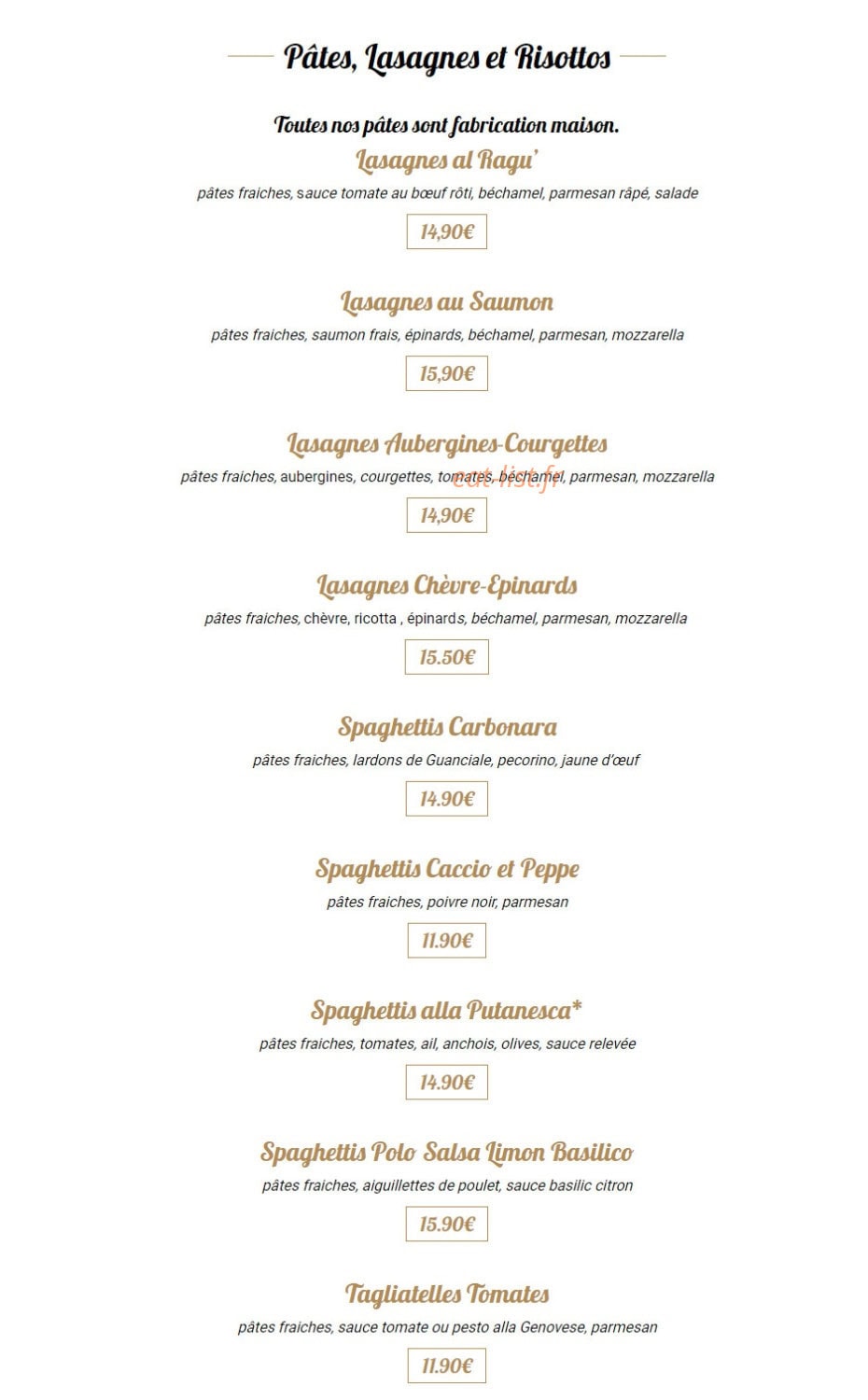 La Trattoria — carte page 6