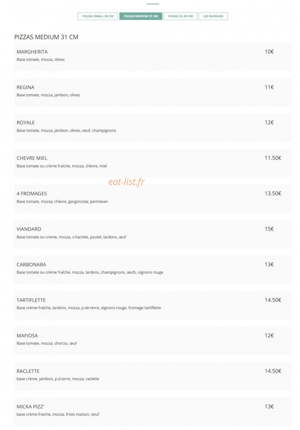 Micka pizz — carte page 3