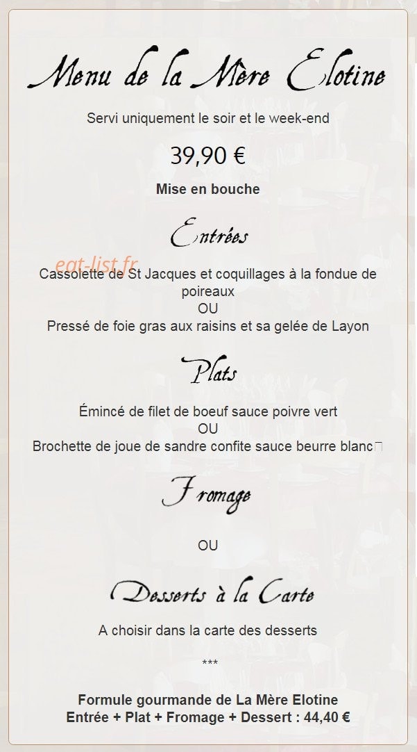 La Mère Elotine — carte page 2