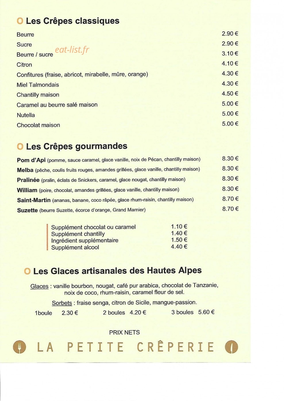 La Petite Crêperie — carte page 4