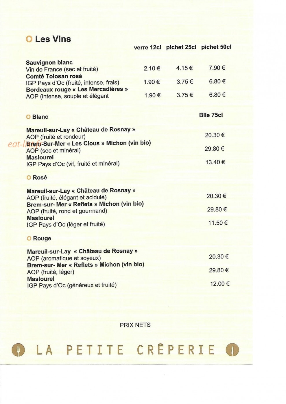 La Petite Crêperie — carte page 5