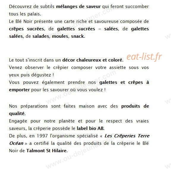 Blé noir Belle Epoque — carte page 2