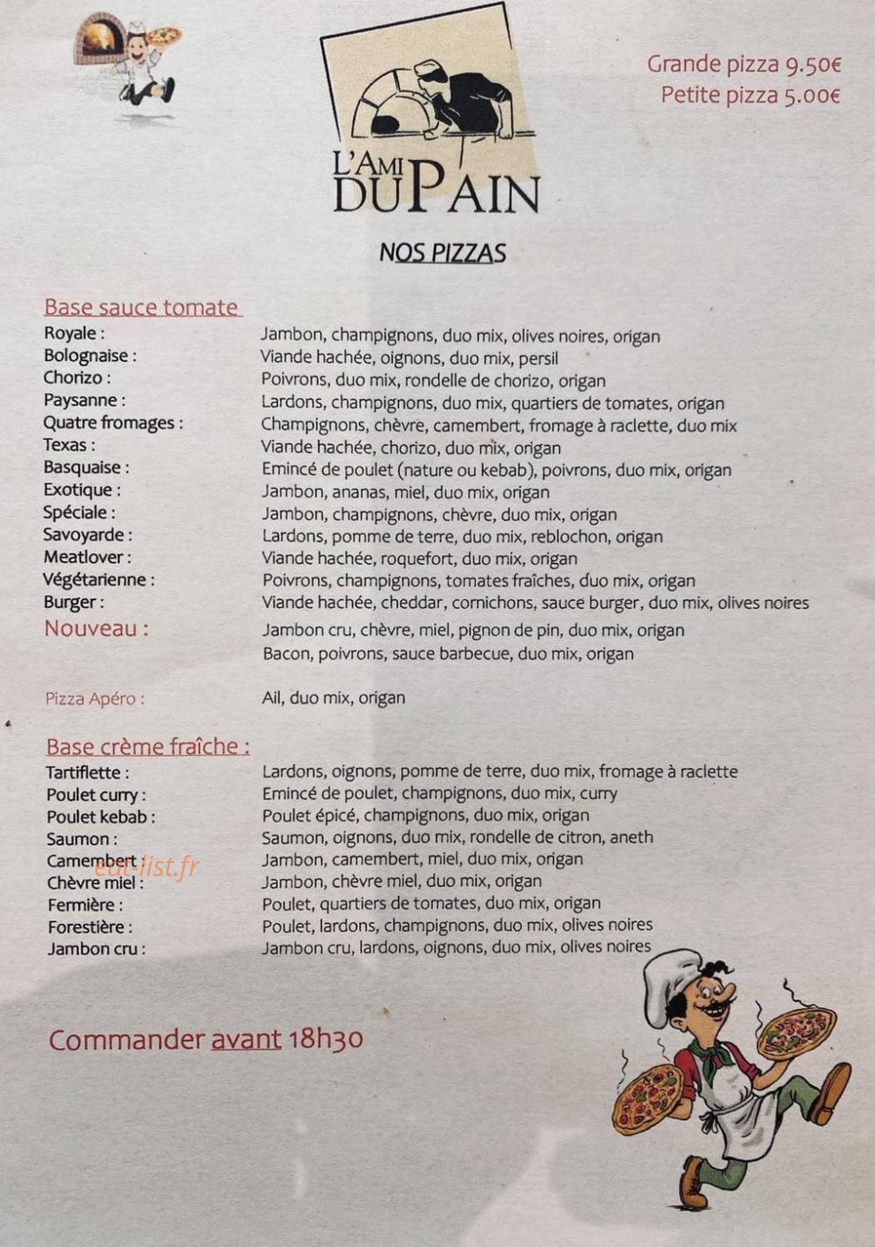 L'Ami du pain — carte page 1