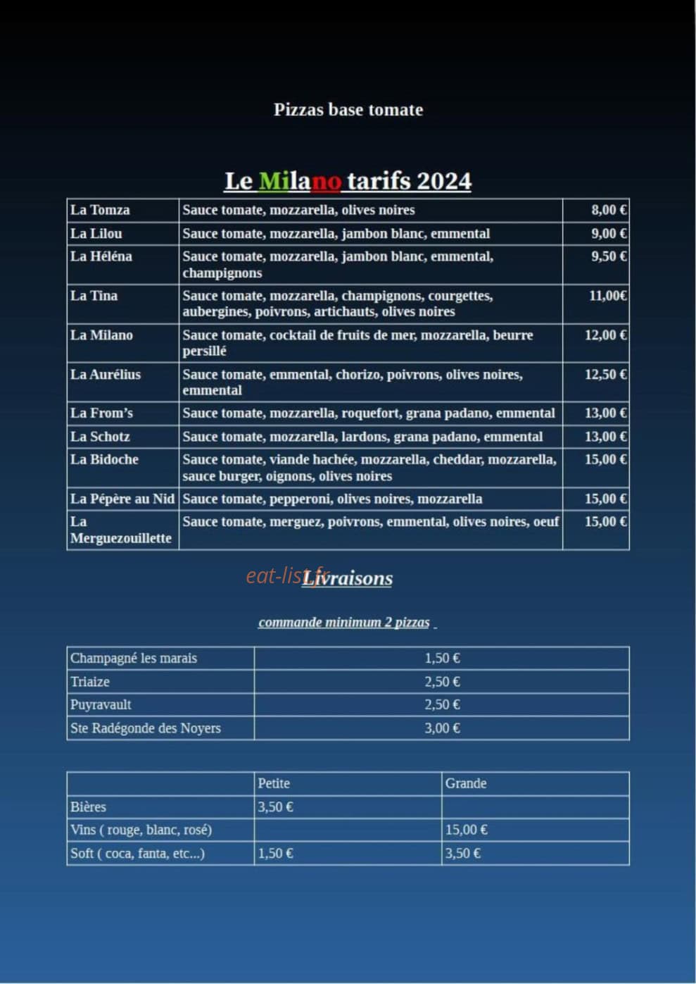 Le Milano — carte page 2