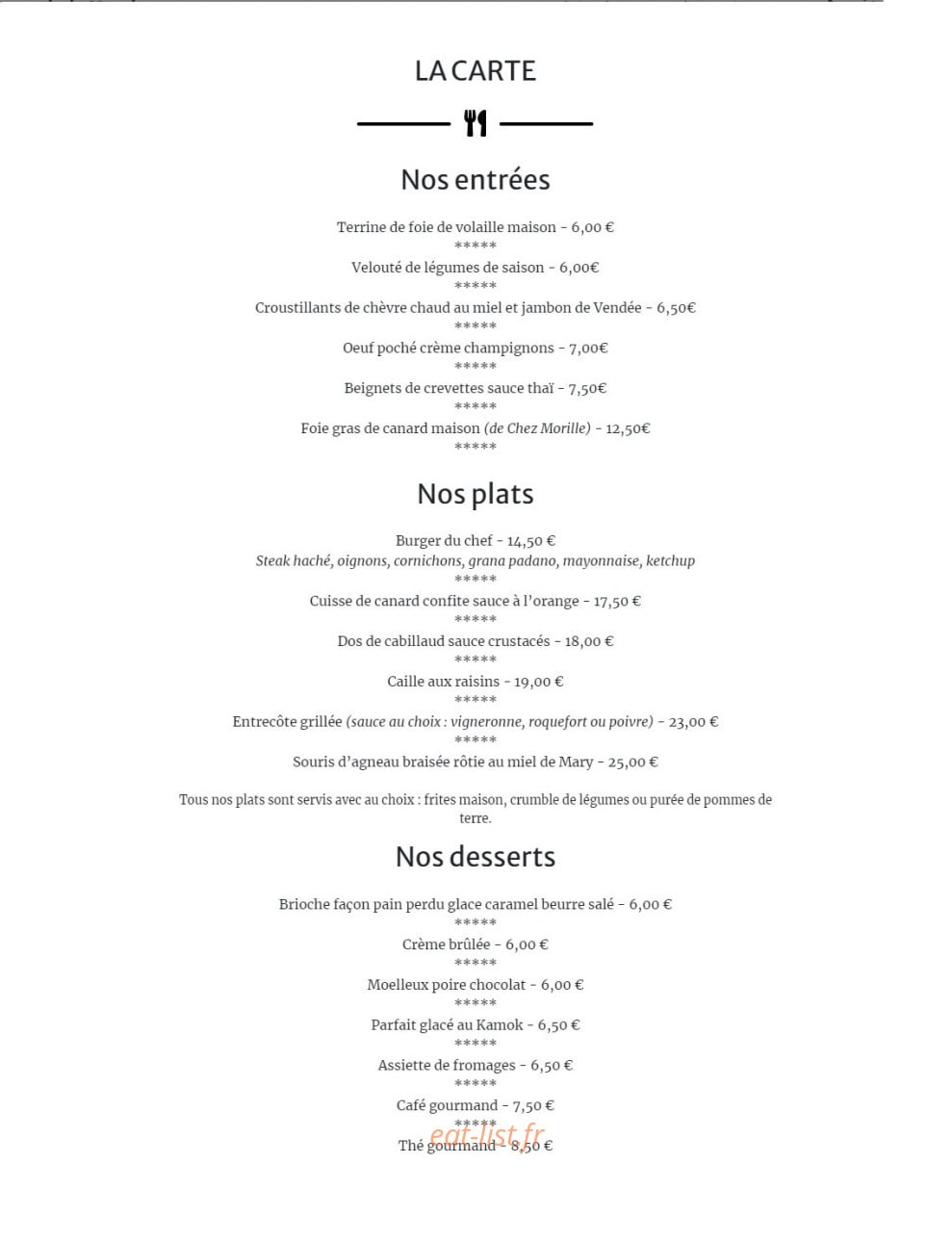 O'Comptoir du Marais — carte page 1