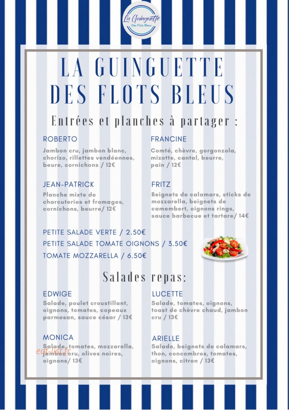 La Guinguette des Flots Bleus — carte page 1