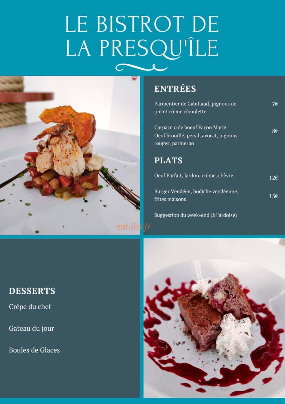 Restaurant du Golf — carte page 1