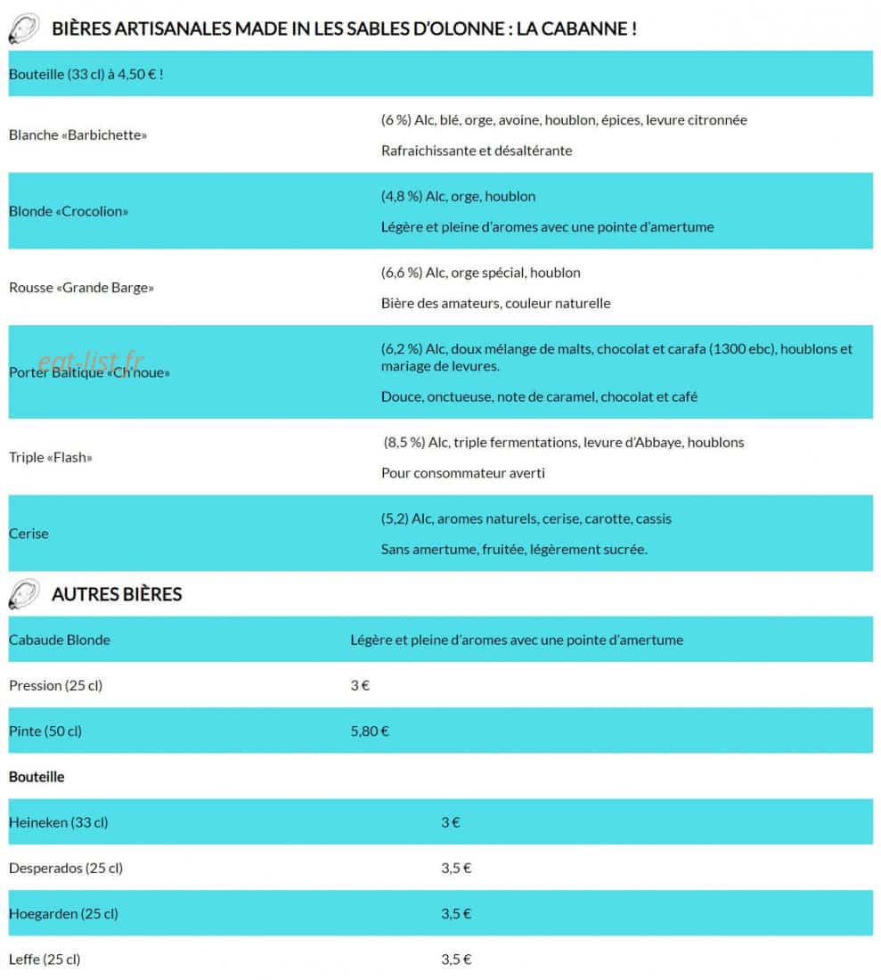 La Cabane — carte page 2
