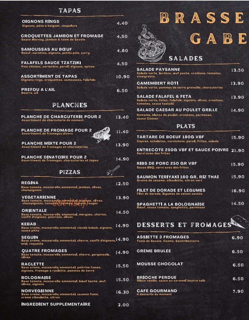 La Table des Gabelous — carte page 1