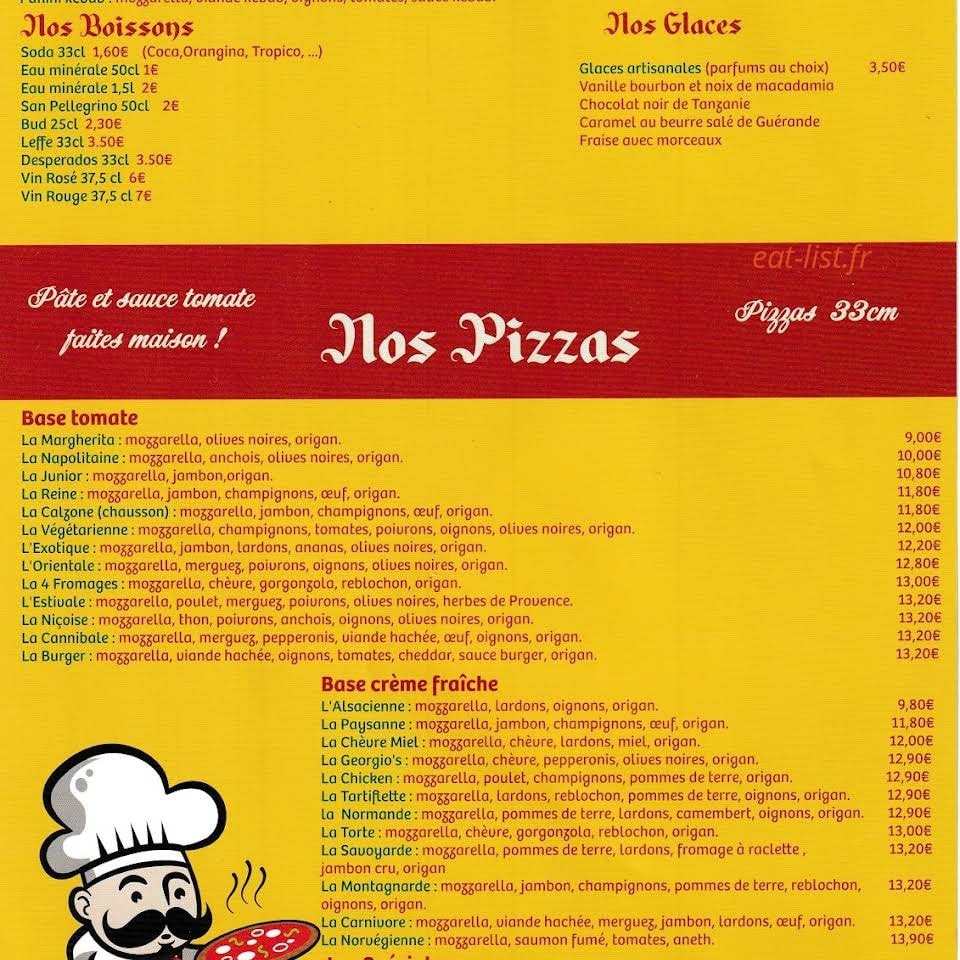 Georgio's Pizza — carte page 1