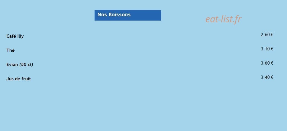 Carte et menu de La Grand'Roche à Bretignolles sur Mer — Les boissons