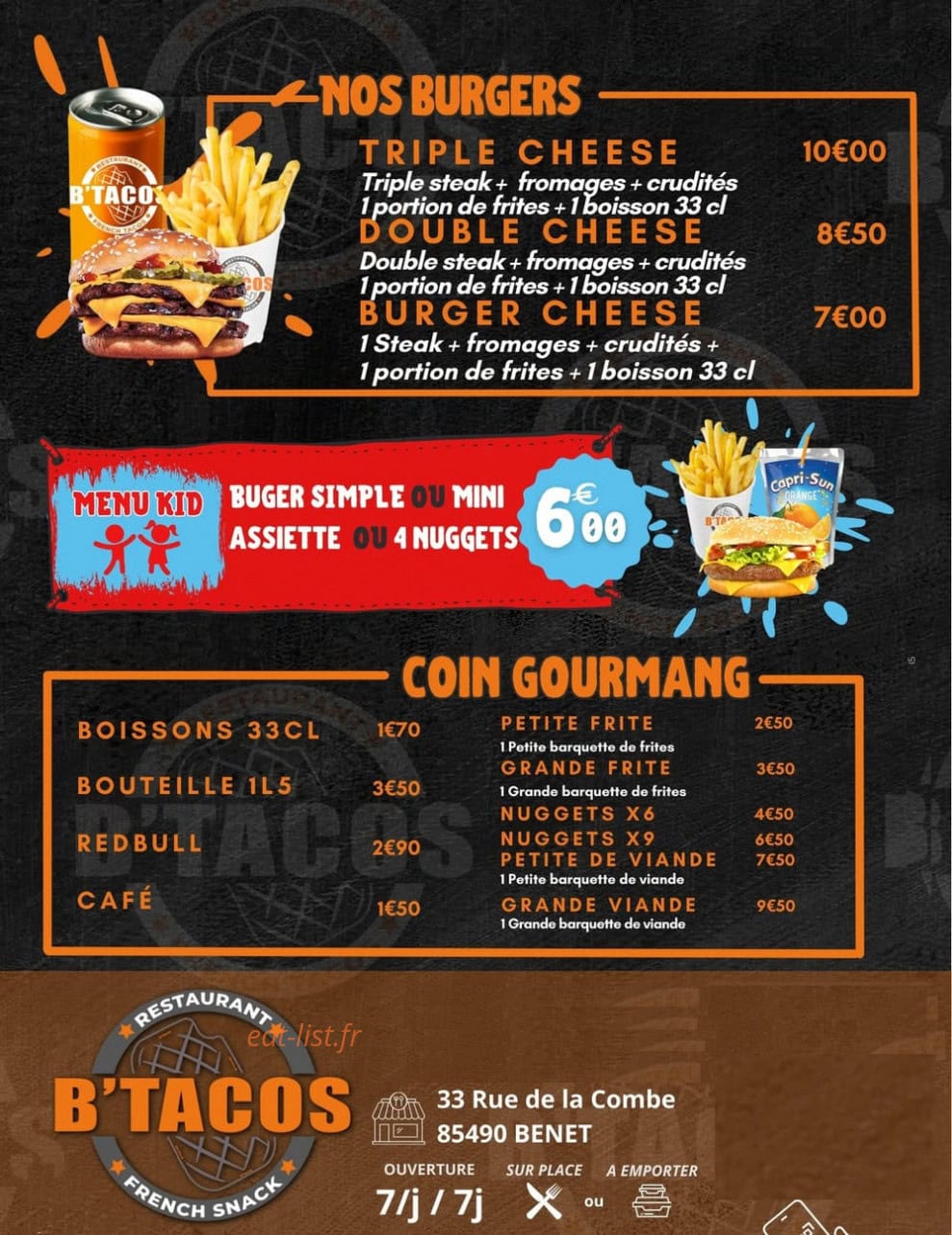 B Tacos — carte page 2