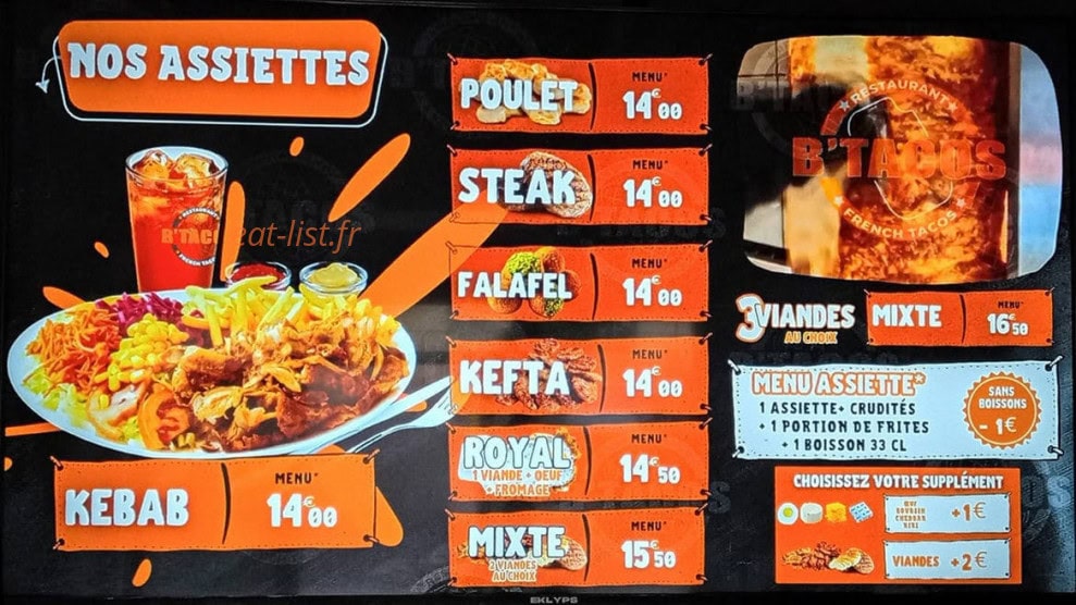 B Tacos — carte page 1