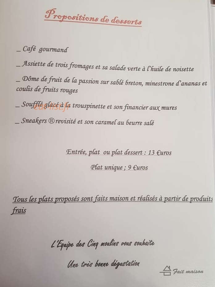 Le Relais des 5 Moulins — carte page 3