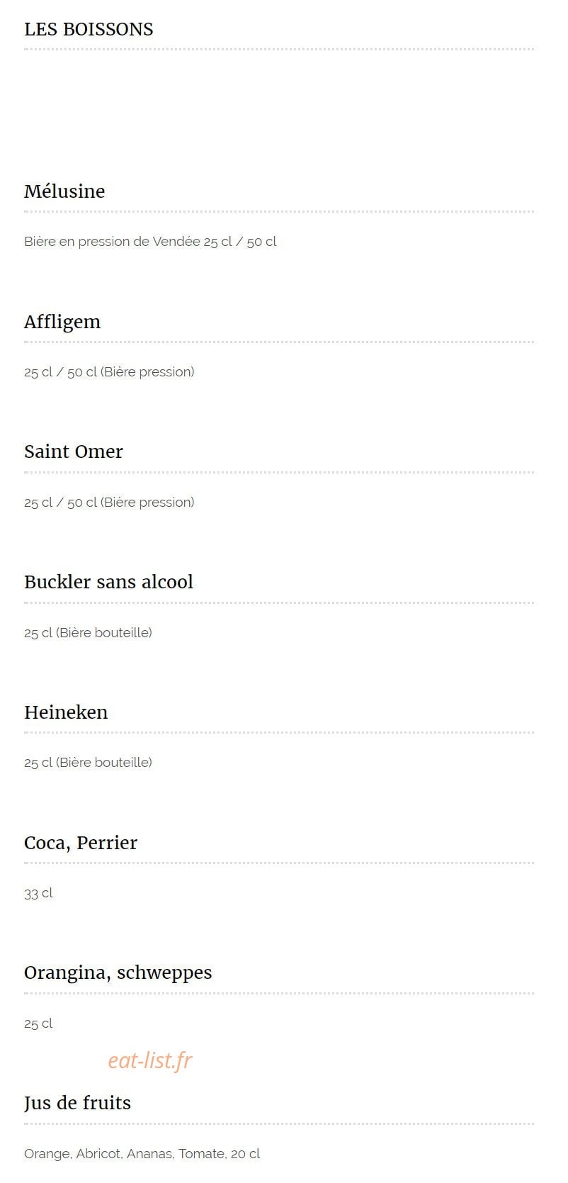 La petite auberge — carte page 14