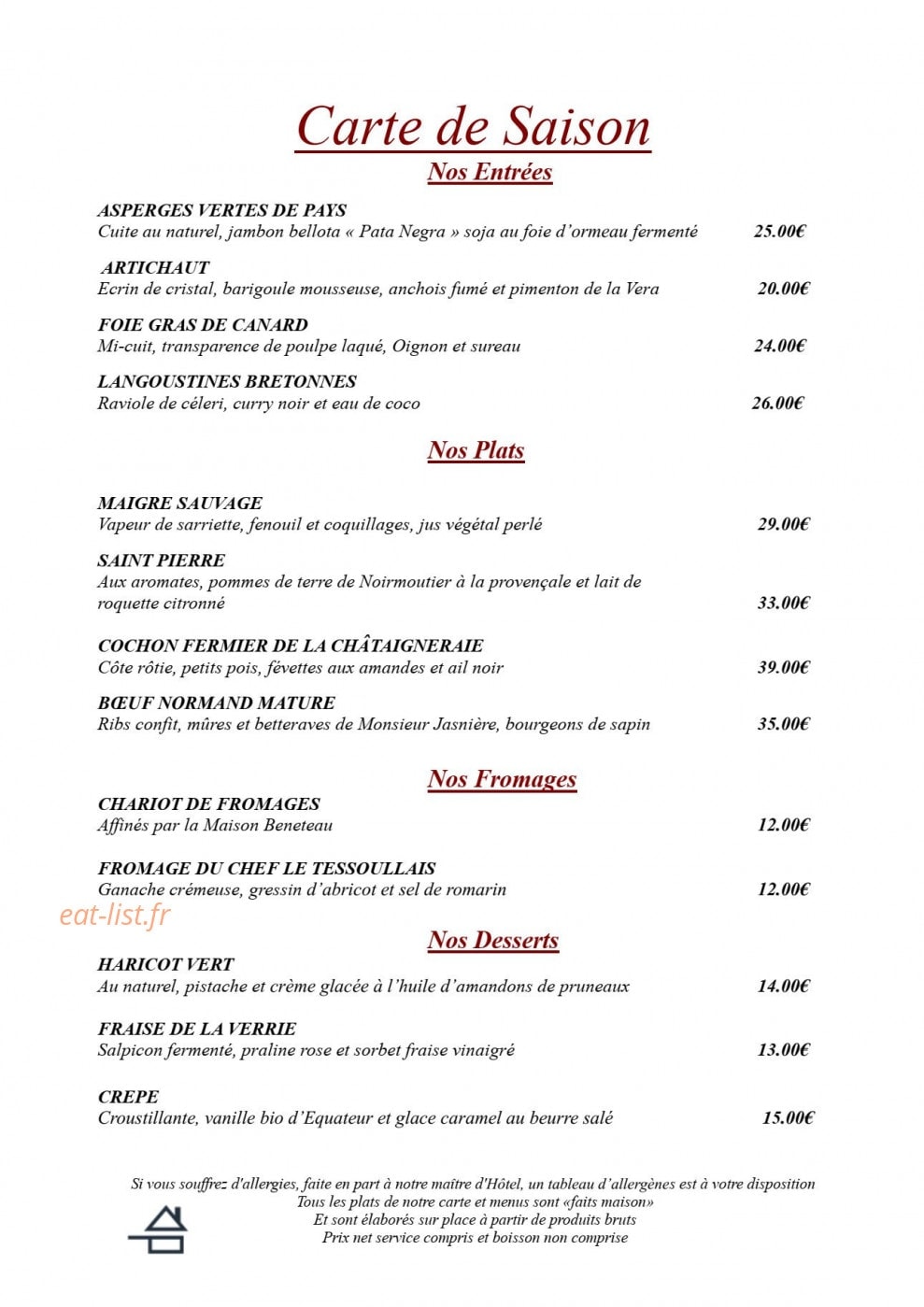 La Table du Boisniard — carte page 3