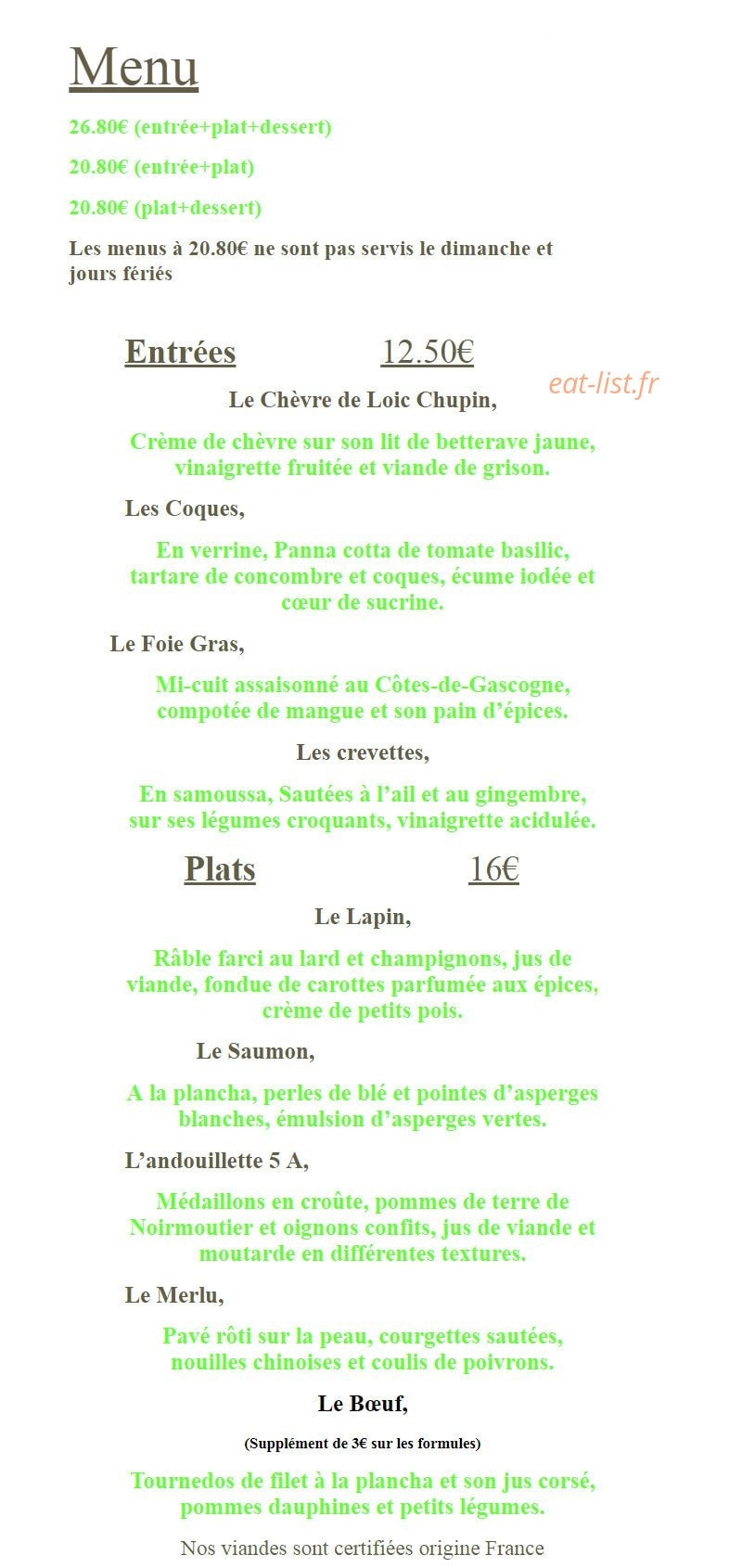 La Fine Bouche — carte page 2