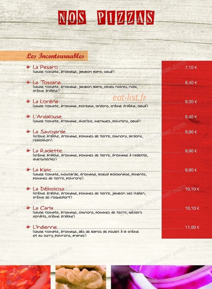 La Pizzeria — carte page 3