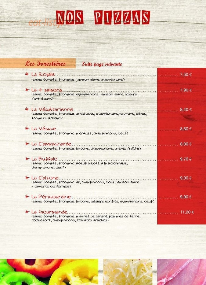 La Pizzeria — carte page 2