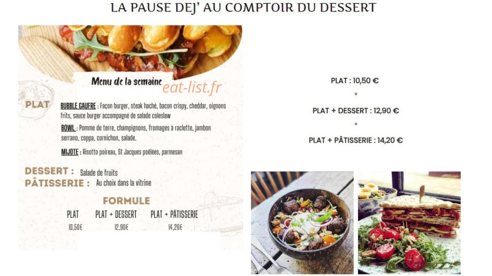 Le Comptoir du Dessert — carte page 1