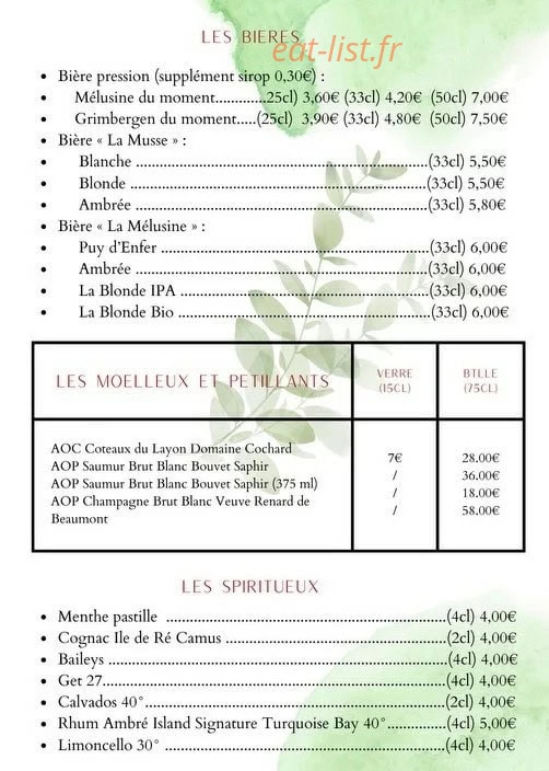 Restaurant de la Courillère — carte page 8