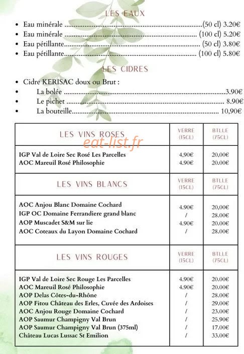 Restaurant de la Courillère — carte page 7