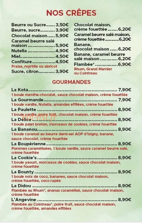 Restaurant de la Courillère — carte page 5