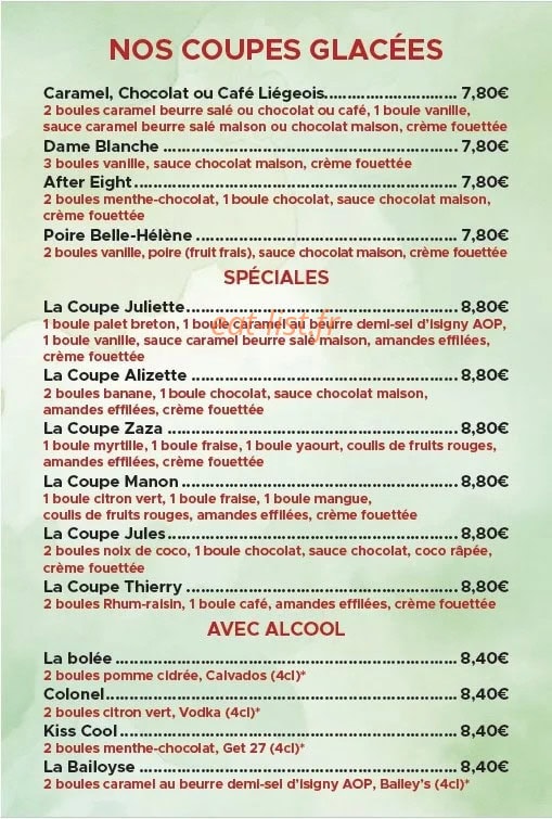 Restaurant de la Courillère — carte page 3