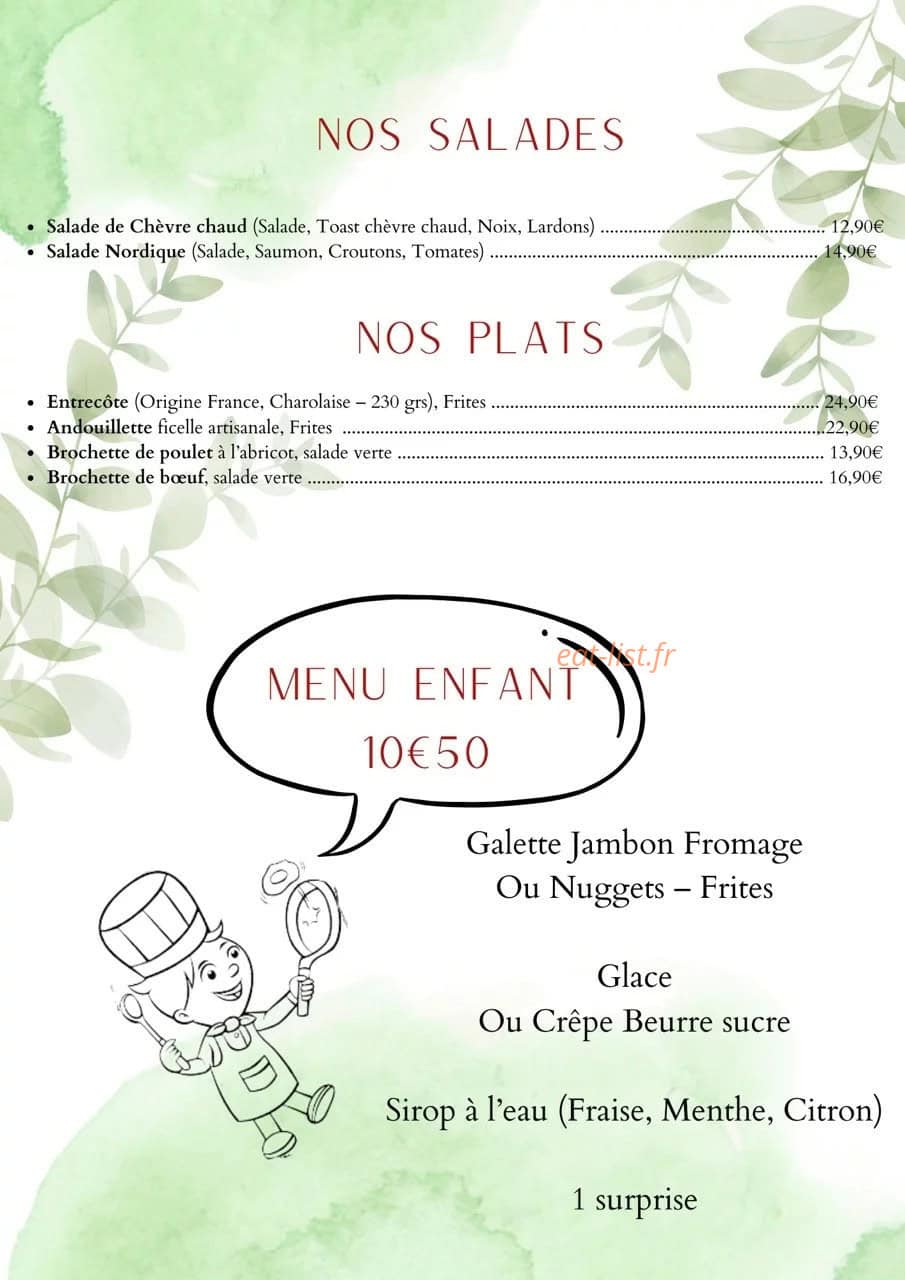 Restaurant de la Courillère — carte page 2
